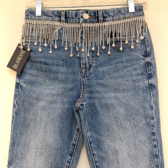 NWT Blank NYC BLANKNYC skinny embellished detailed Rhinestone denim jean Size 27 - Picture 1 of 4